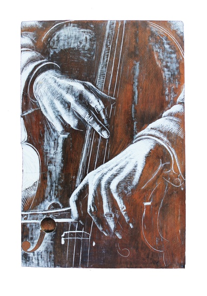 Artist Clare Leighton (1898-1989): The Cello Player, BPL 722, circa 1957